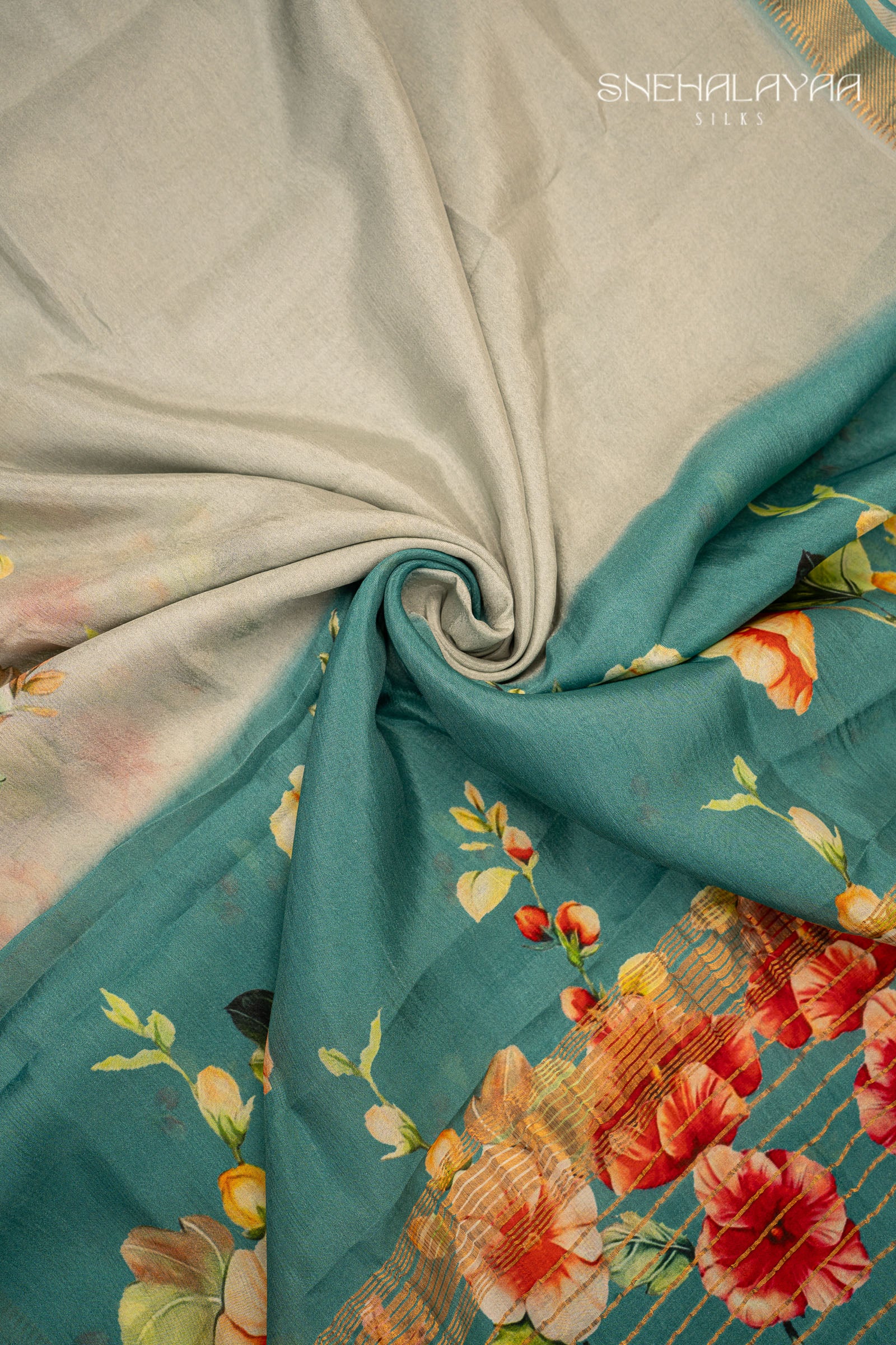 Cloud Grey Mangalgiri Saree