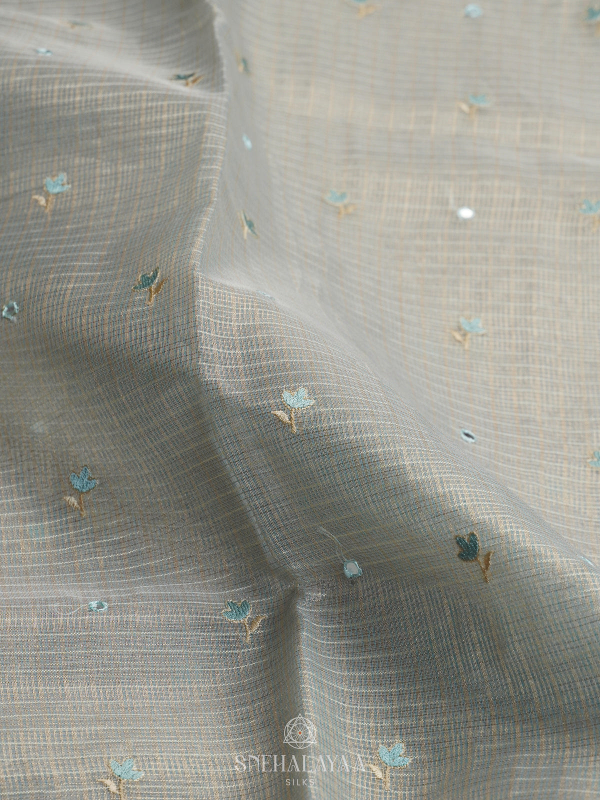 Grey Tissue Kota Saree