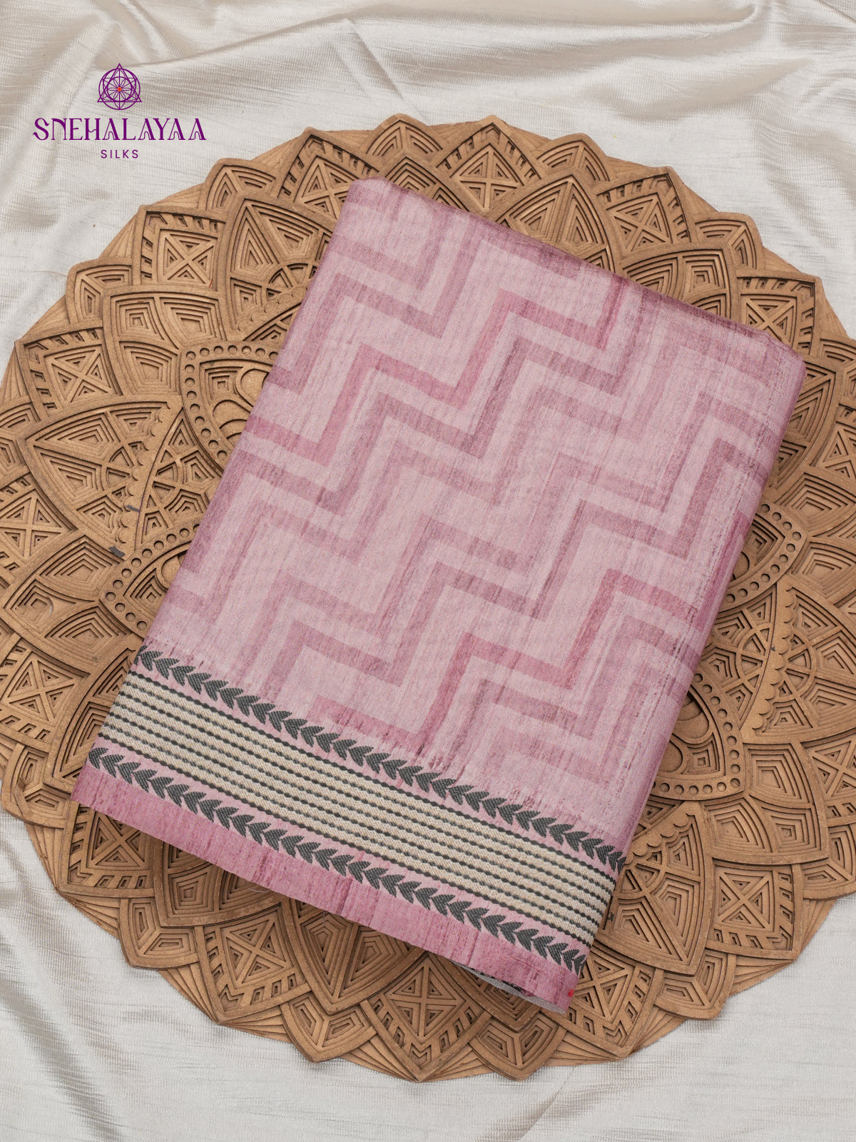 Pale Pink Tussar Embroidery Saree