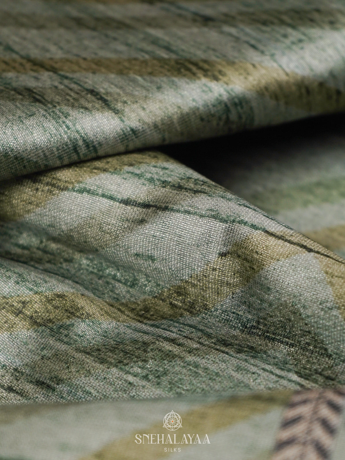 Pista Green Tussar Embroidery Saree
