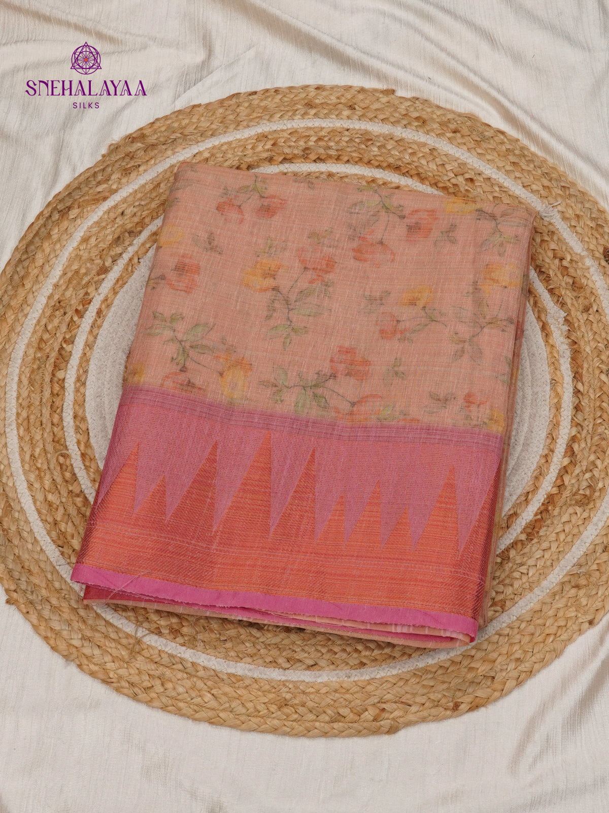 Peach Linen Tissue Saree