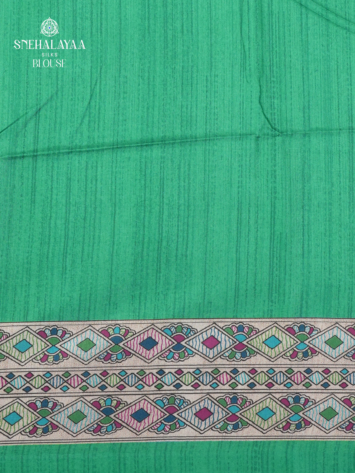 Beige with Green Border Madhubani Saree