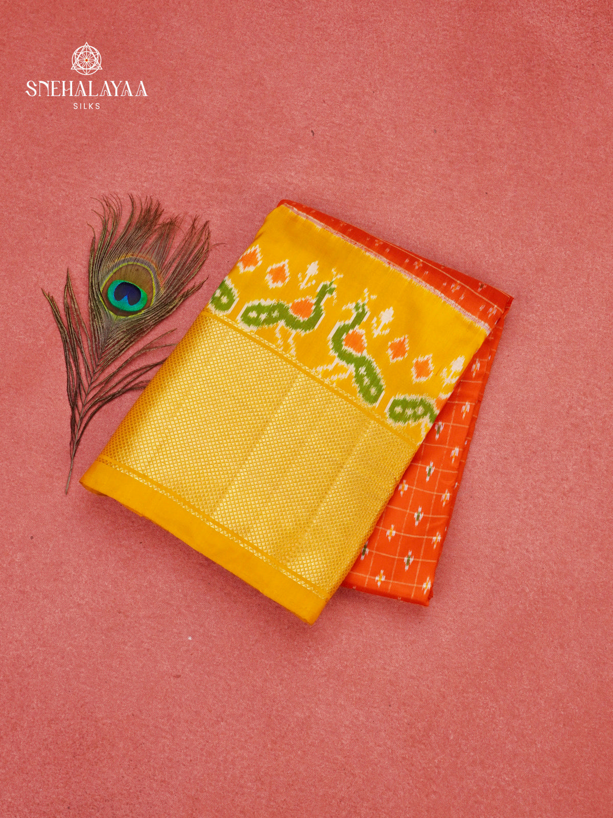 Orange Ikat Saree