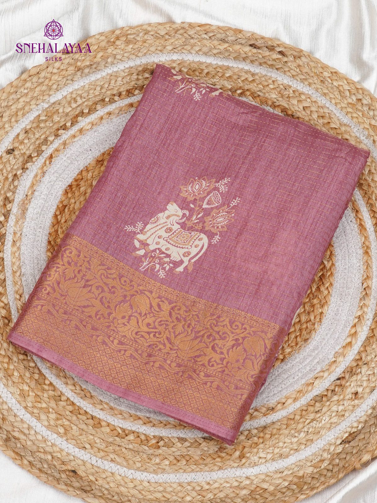 Dusty Rose Dola Silk Saree