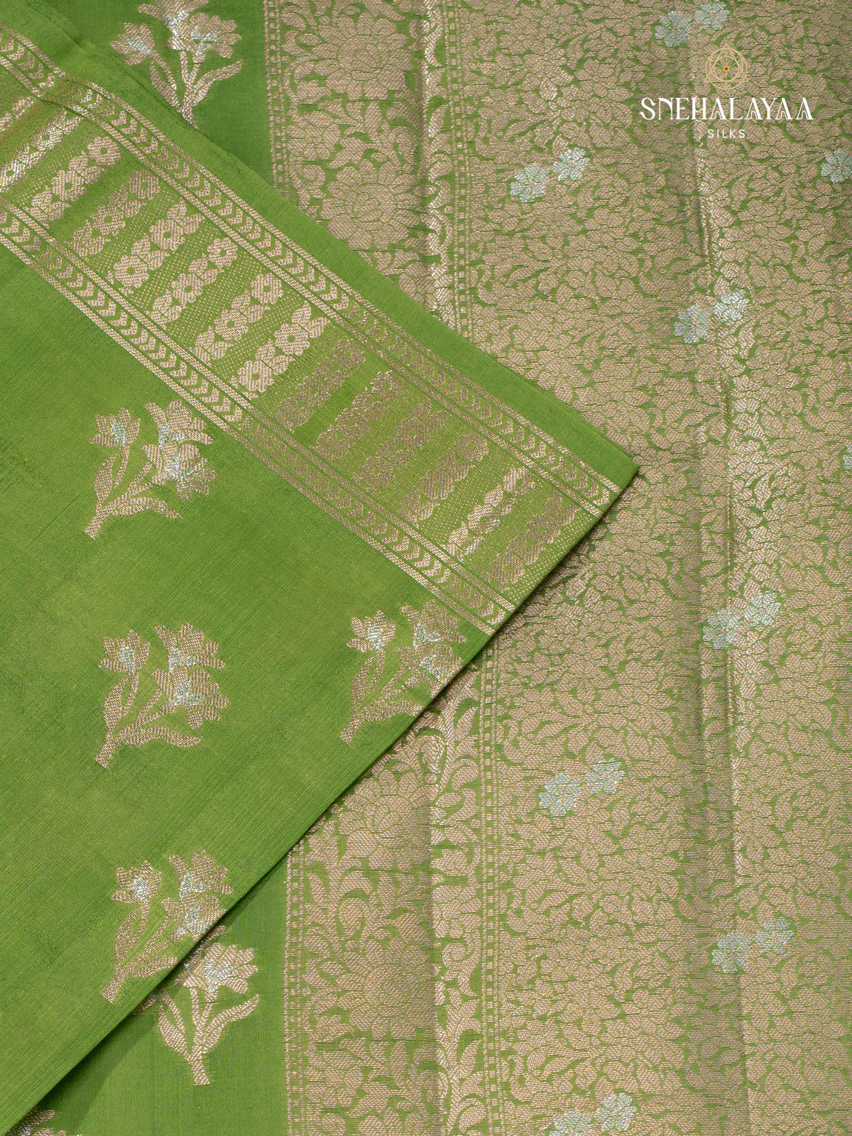 Green Banaras Dupion Saree