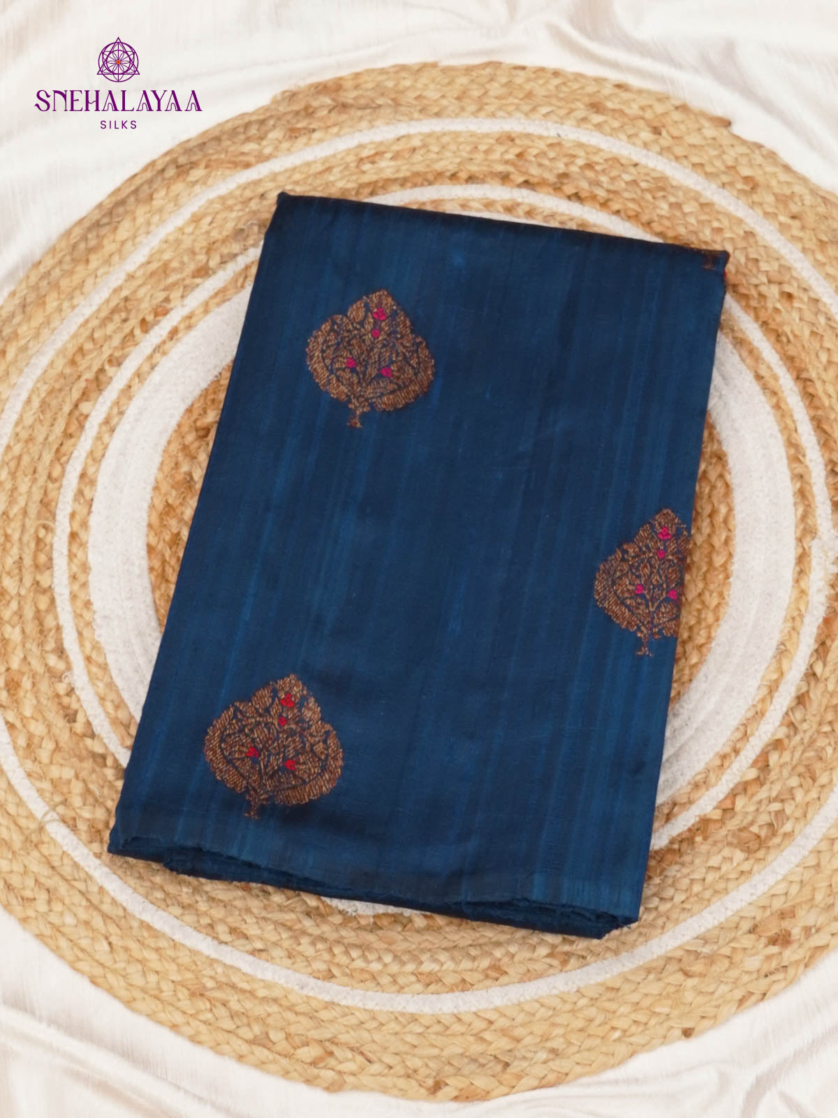 Peacock Blue Banaras Raw Silk Saree
