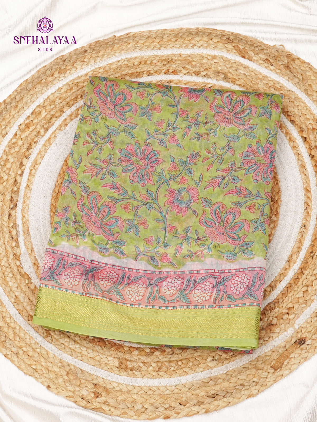 Olive Green Chanderi Saree