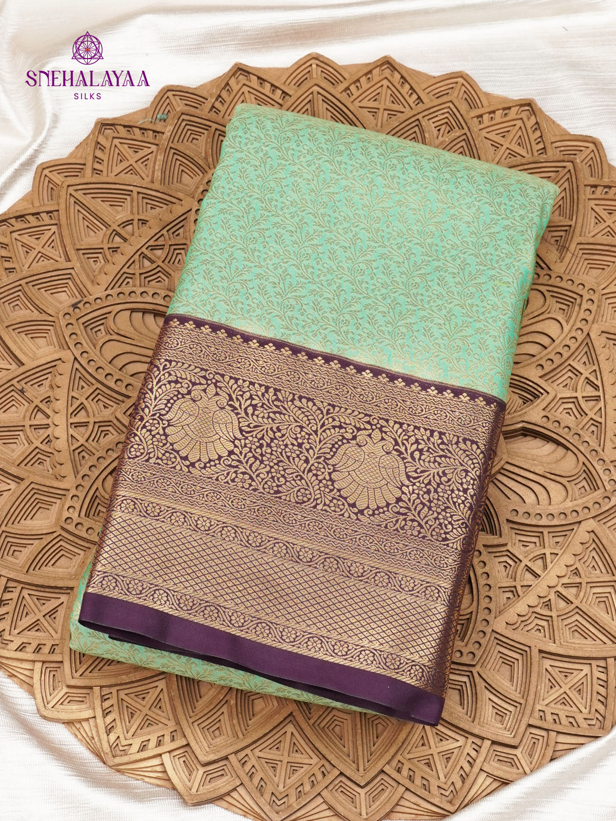 Aqua Green Art Silk Saree