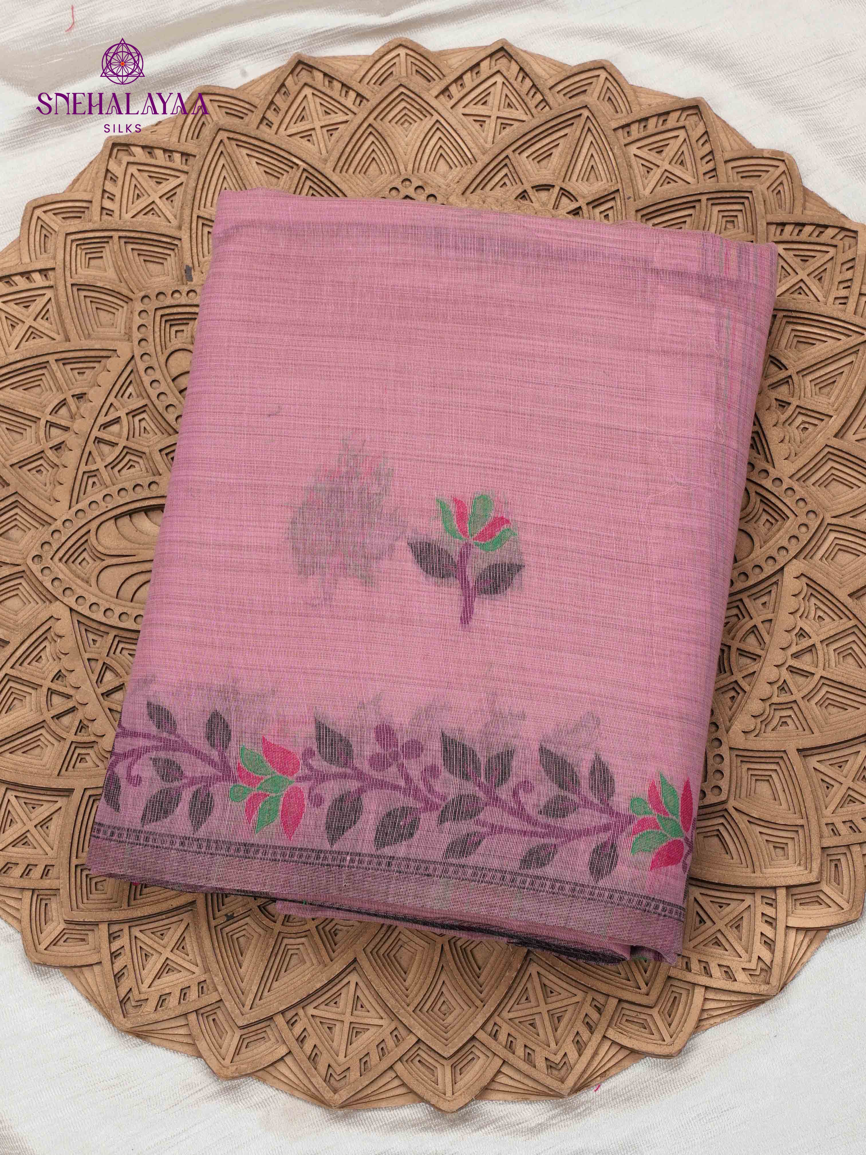 Pastel Pink Munga Cotton Saree