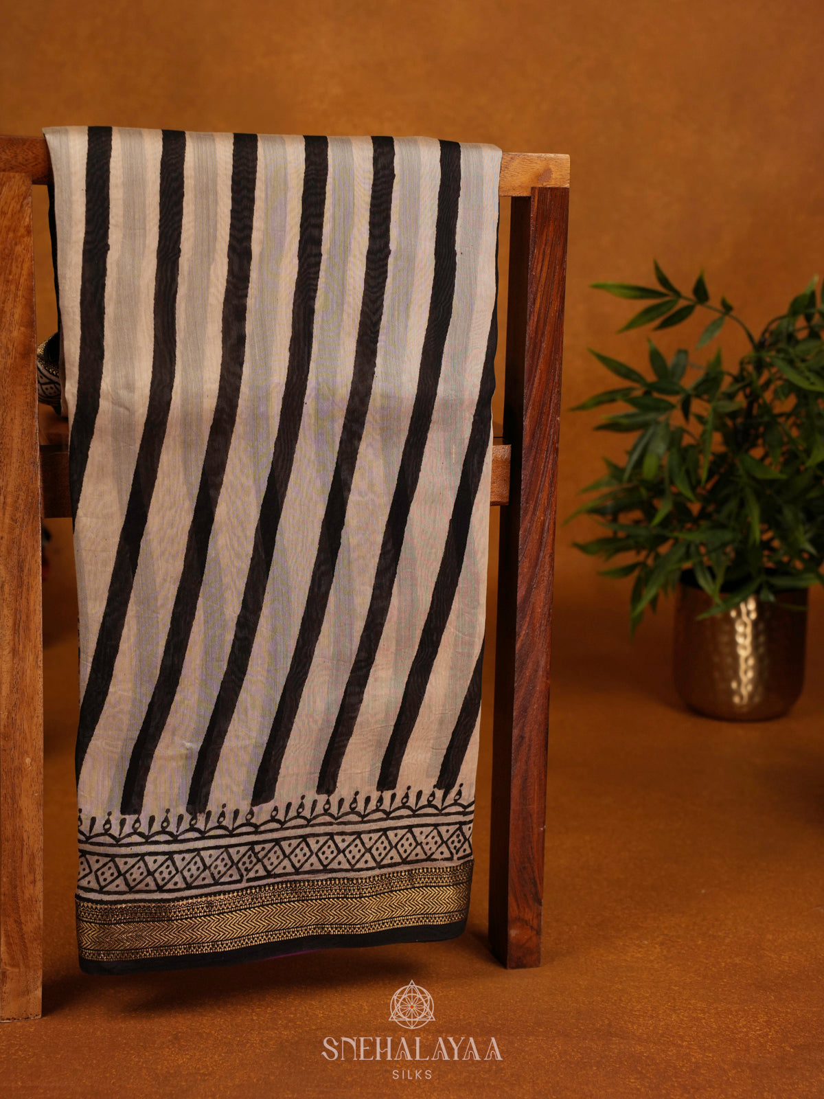 Beige Chanderi Saree