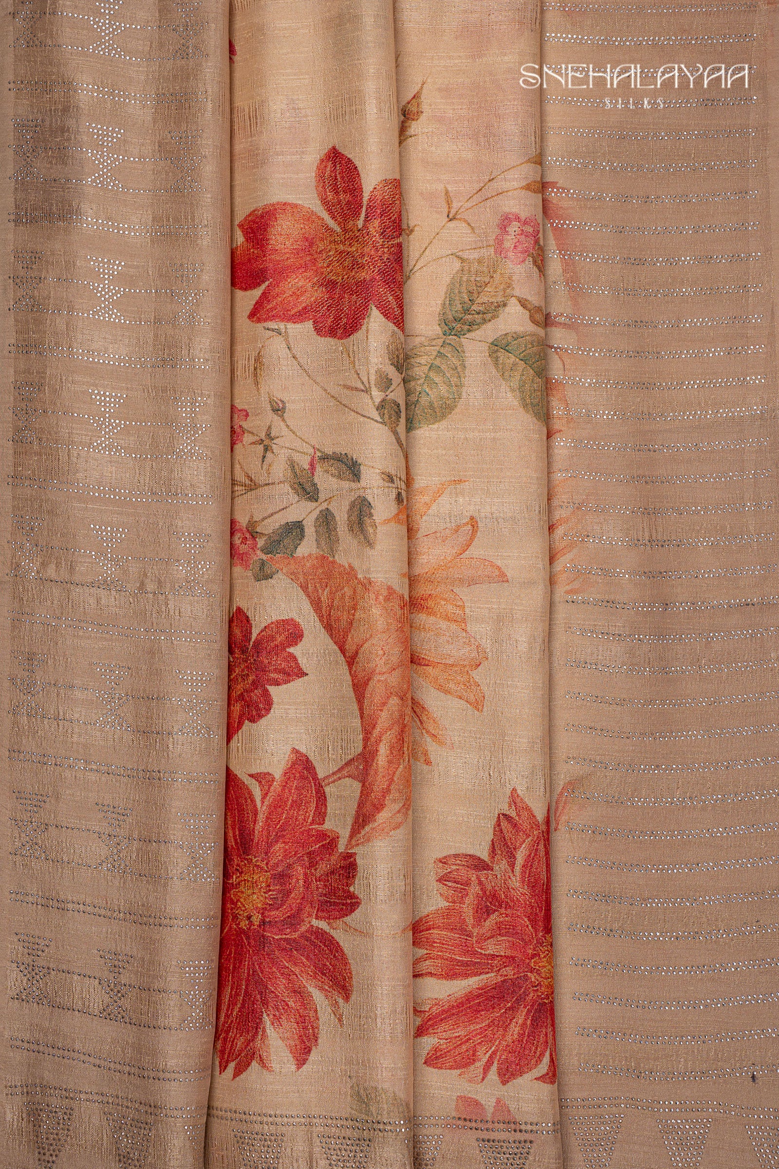 Beige Semi Tussar Saree