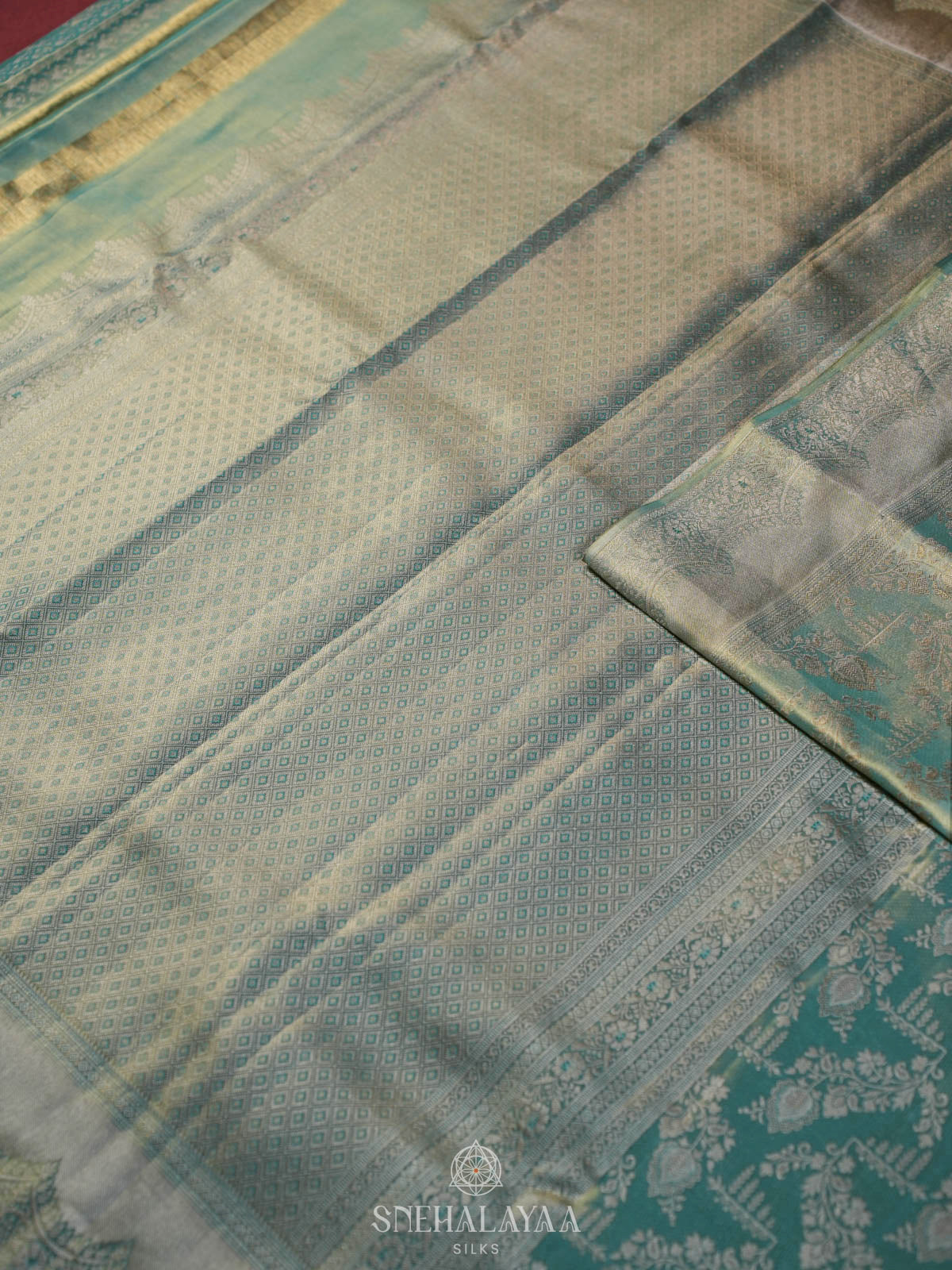 Teal Blue Kanjivaram Silk Saree