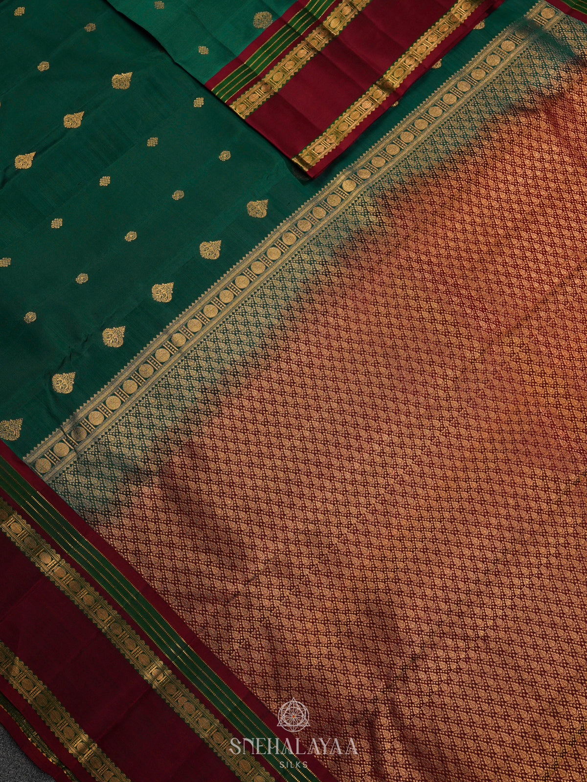 Forest Green Kanjivaram Silk Saree