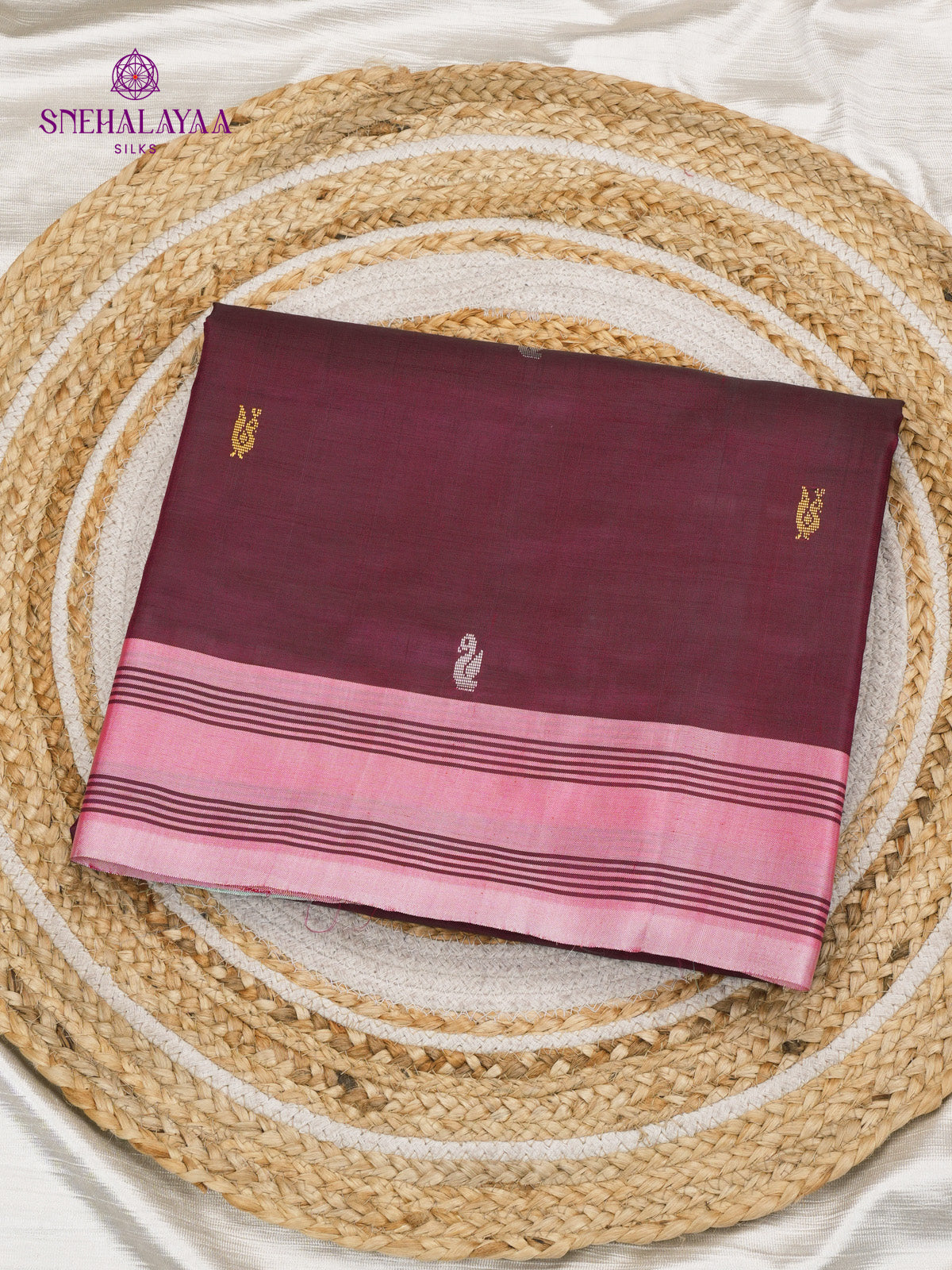 Burgundy Banana Pith Saree
