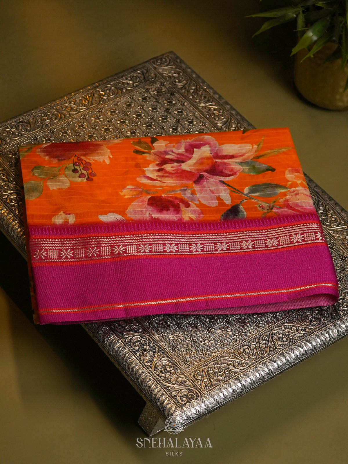 Orange Chanderi Saree