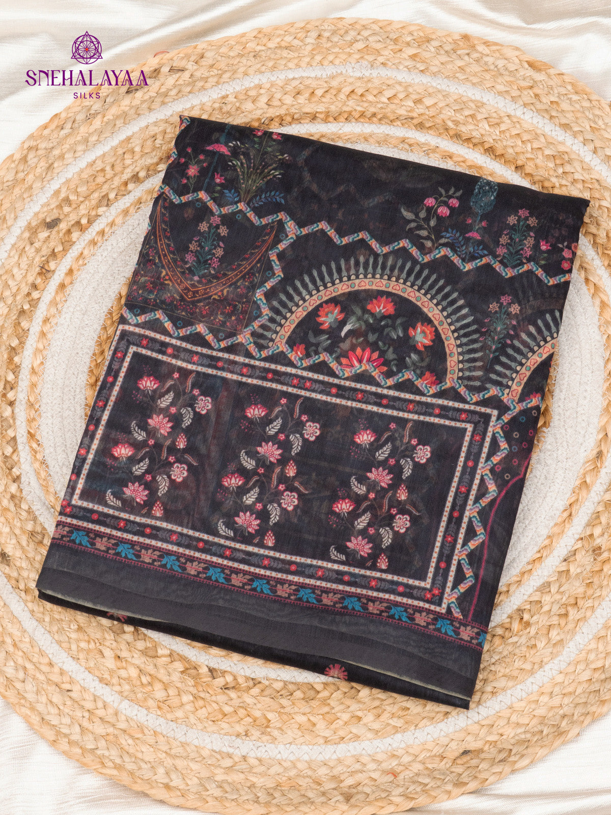 Black Linen Saree