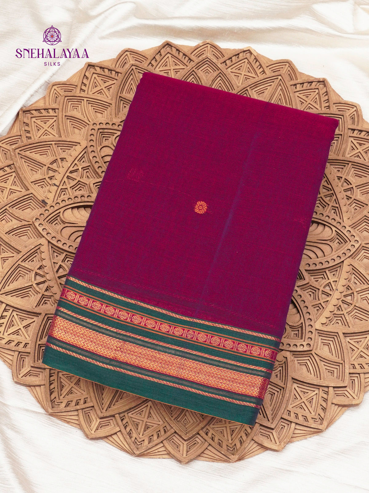 Purple Narayanpet Cotton Saree without Blouse