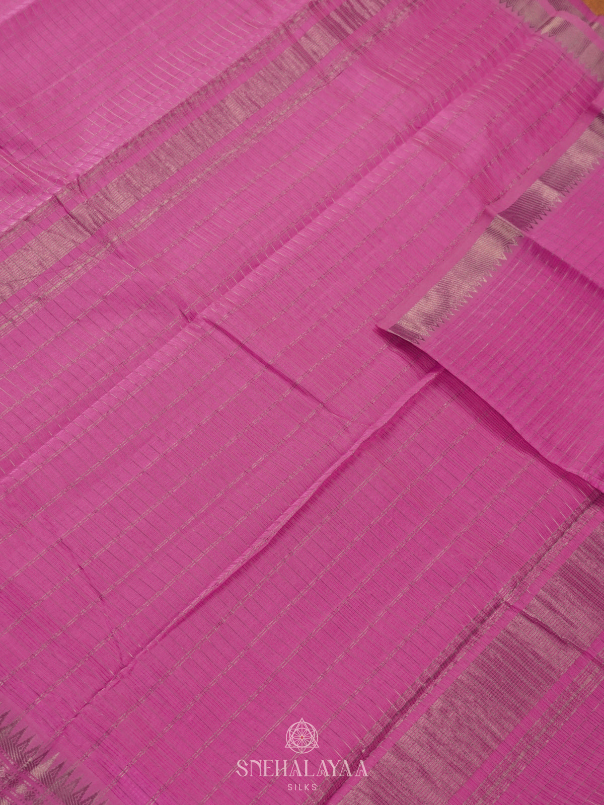 Pink Mangalagiri Silk Cotton Saree