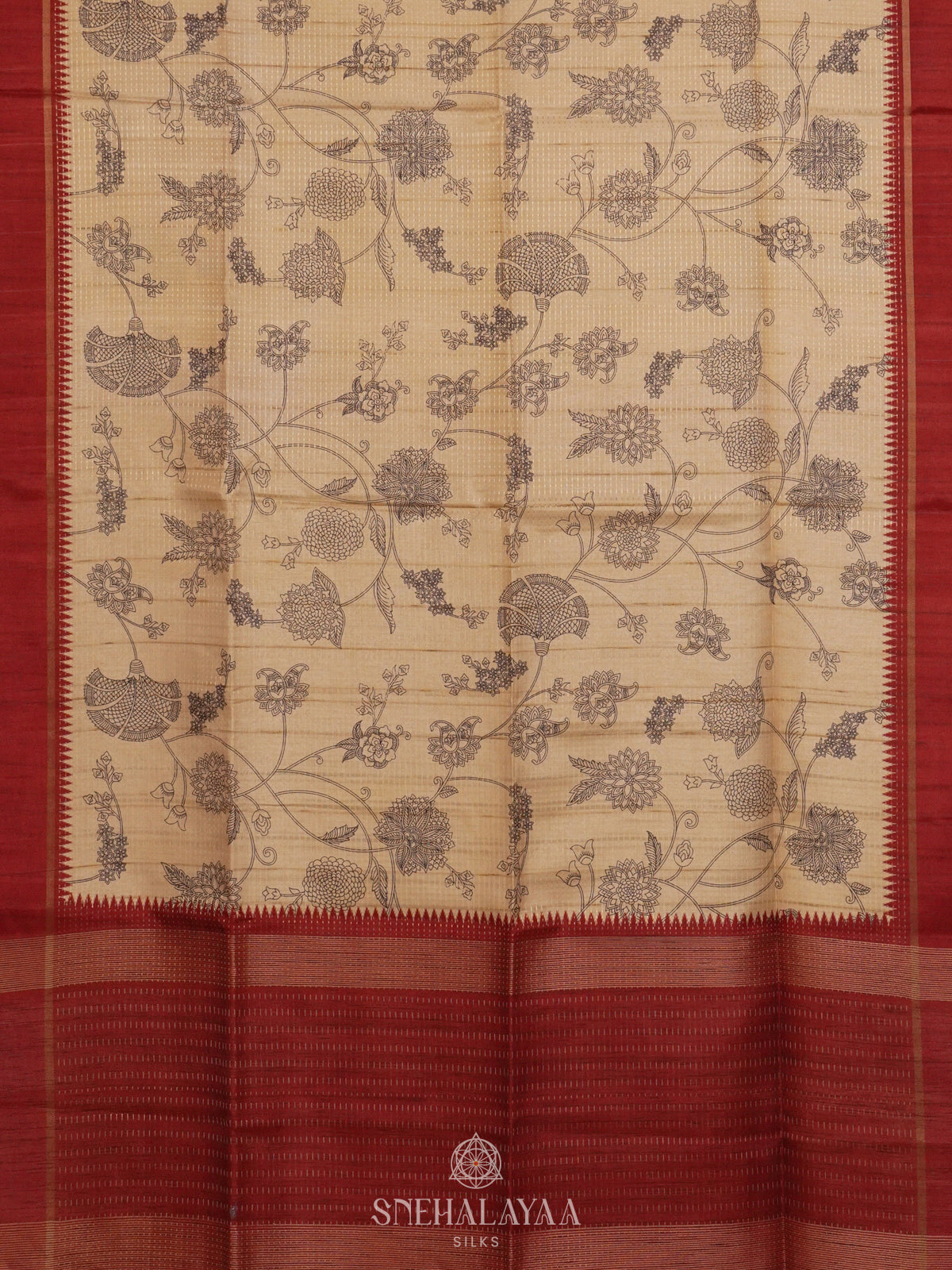 Beige Tussar Saree