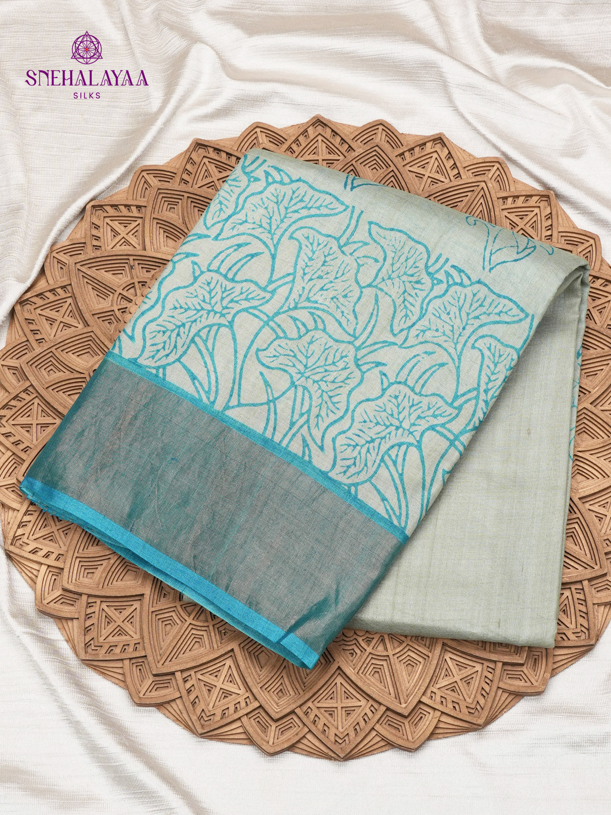 Grey Tussar Silk Saree