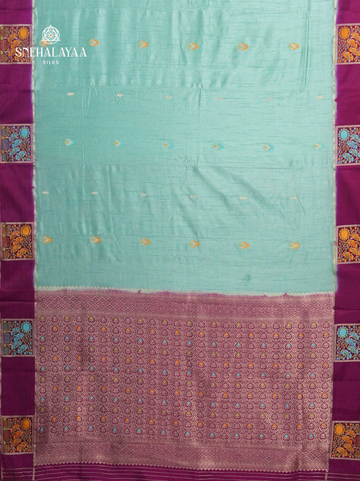 Seafoam Green Banaras Dola Silk Saree