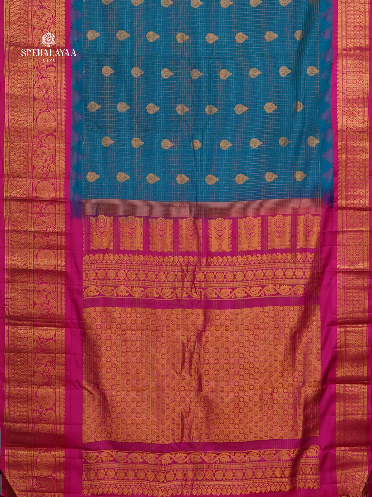 Blue Gadwal Silk Saree