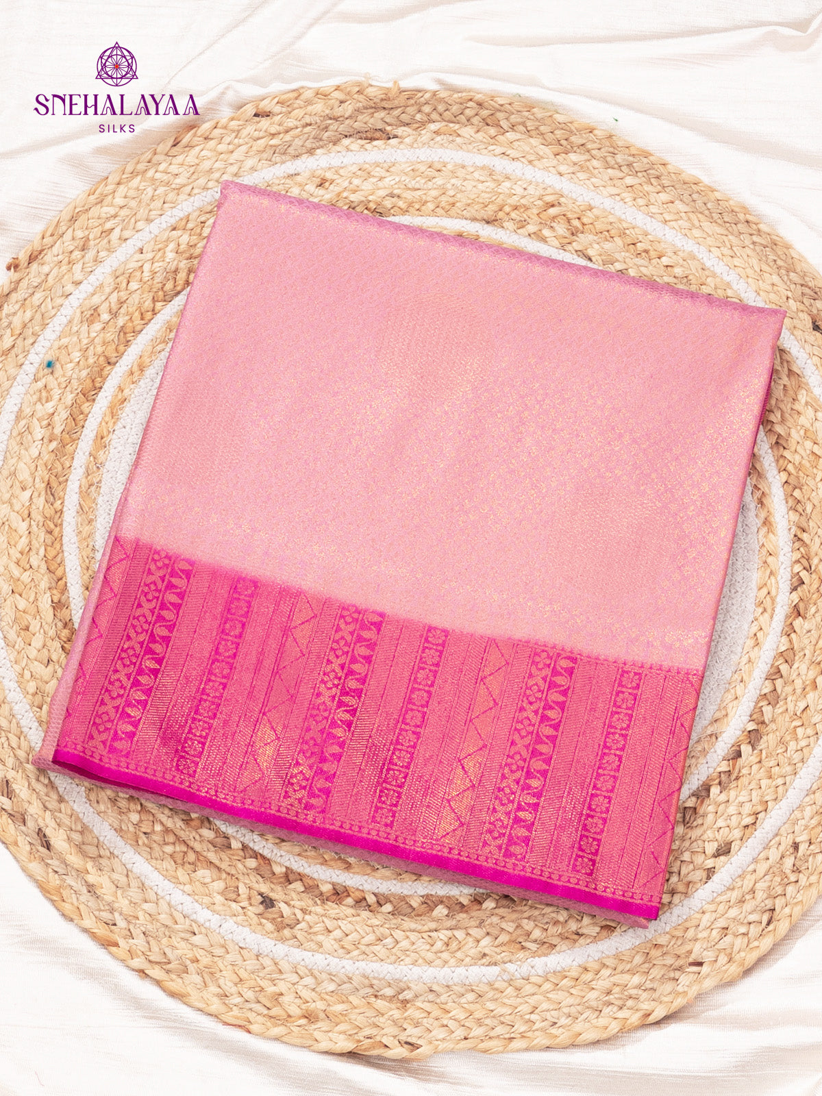 Peach Pink Soft Silk Saree