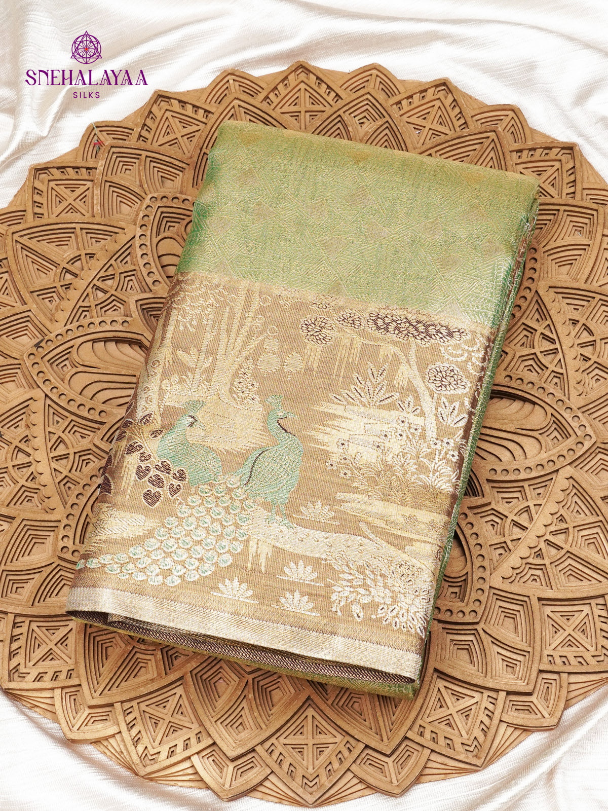 Olive Green Art Silk Saree