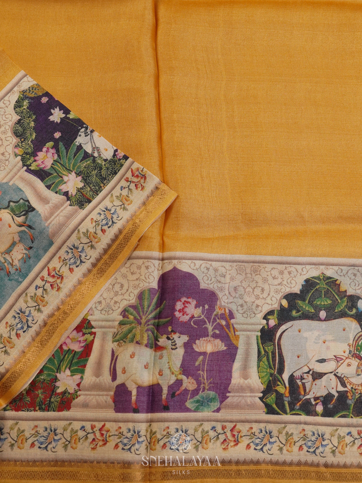 Yellow Tussar Saree