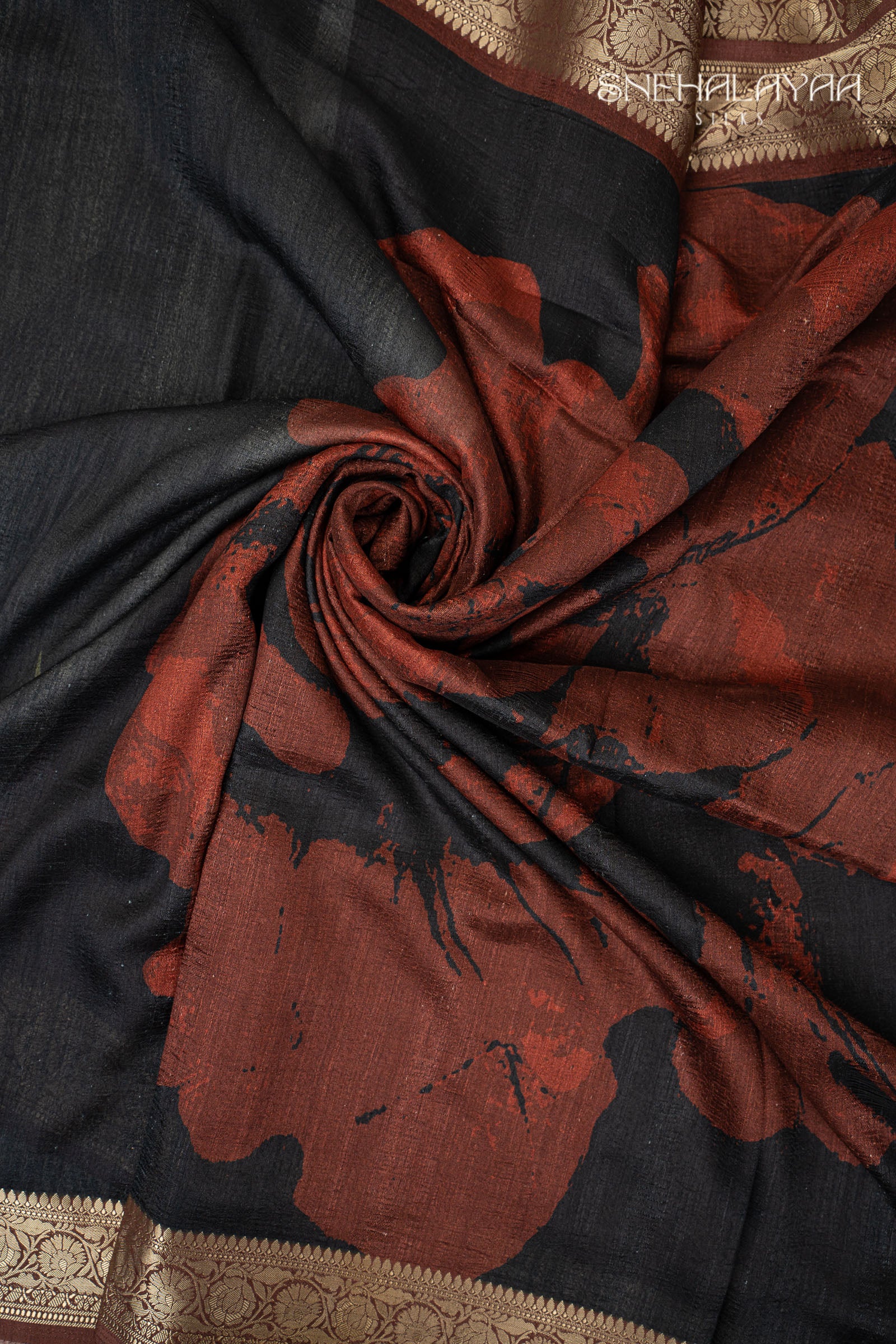 Black Semi Jute Silk Saree