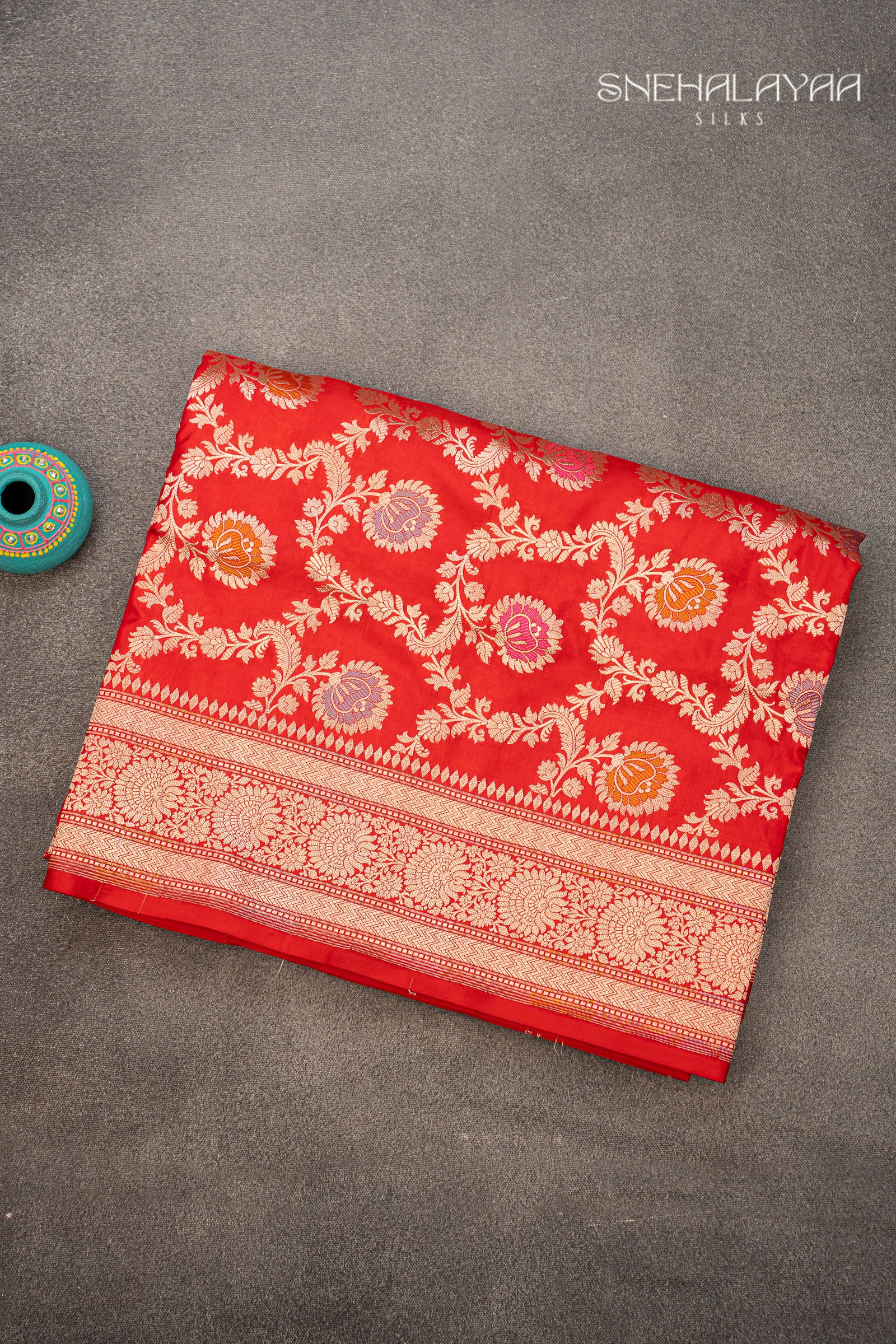 Rose Red Banaras Silk Saree