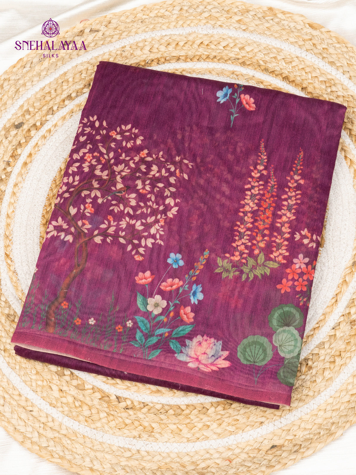 Plum Linen Saree