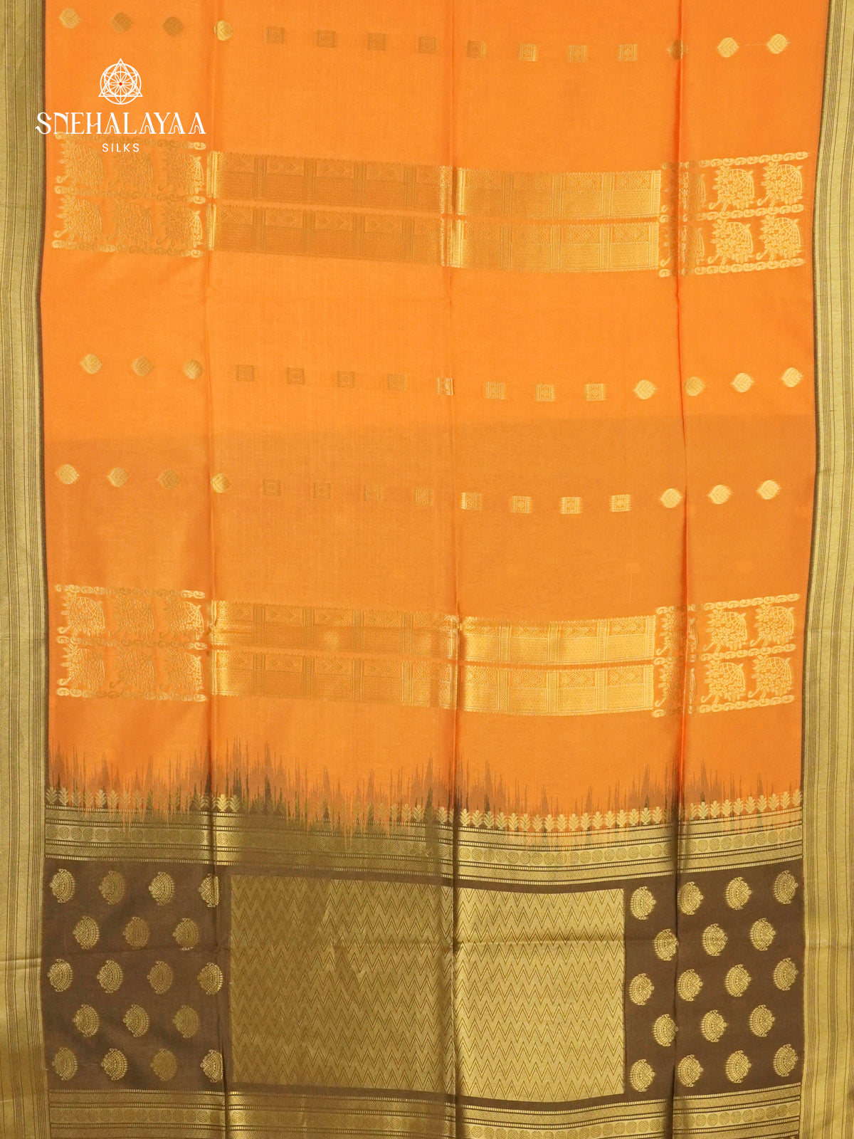 Orange Jute Saree
