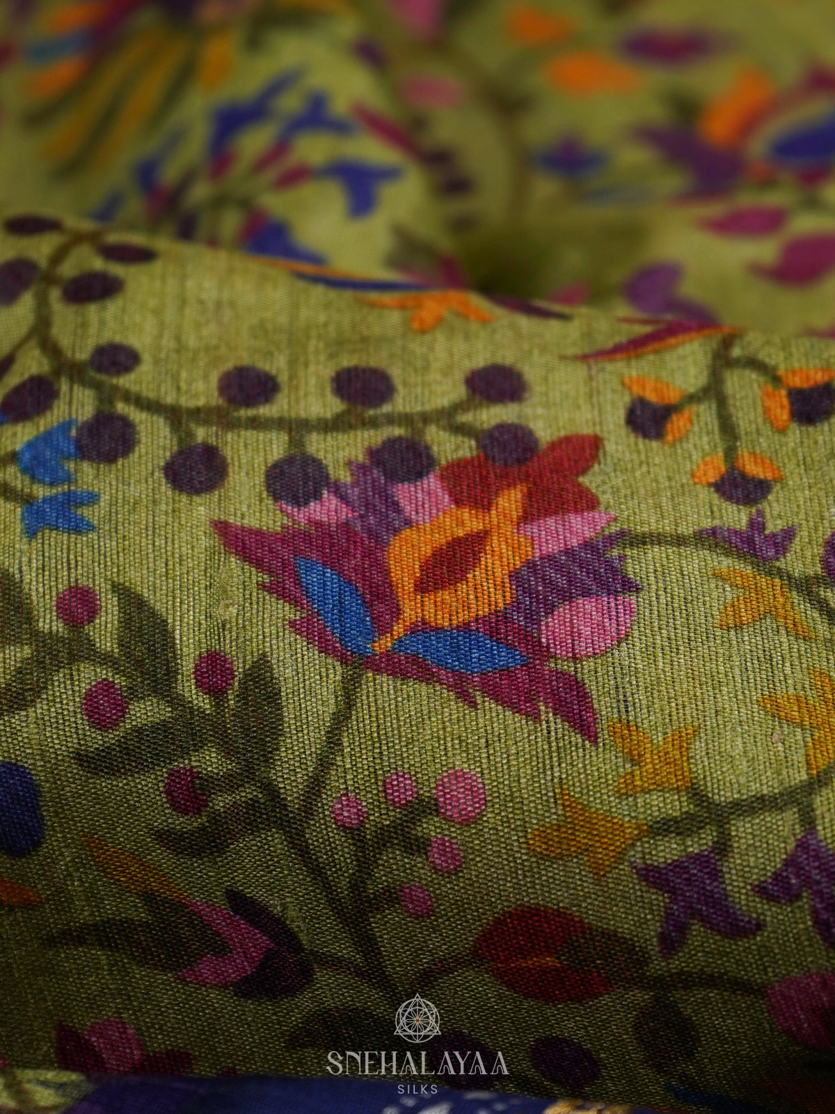 Olive Green Munga Tussar Saree