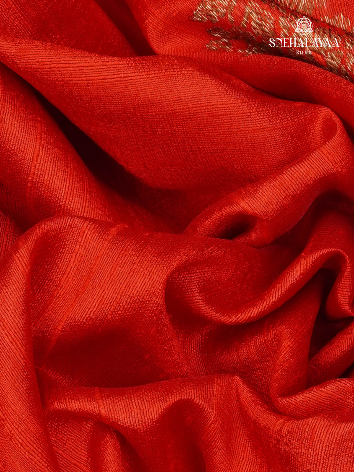 Cherry Red Banaras Raw Silk Saree