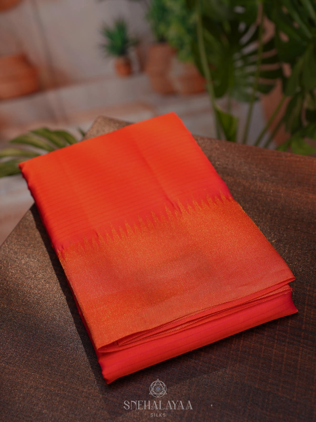 Orange Kanjivaram silk saree