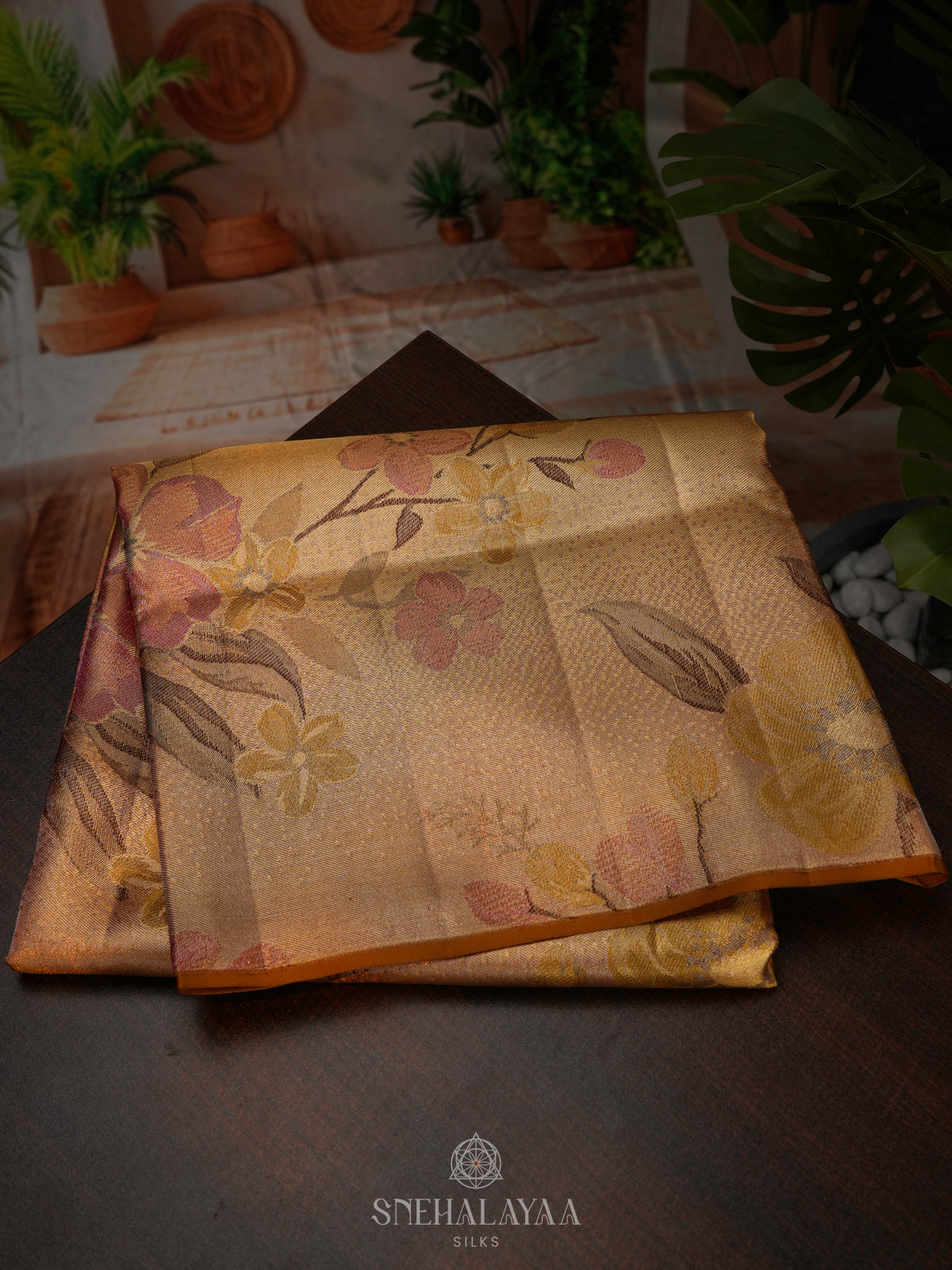 Golden Kanjivaram Silk Saree