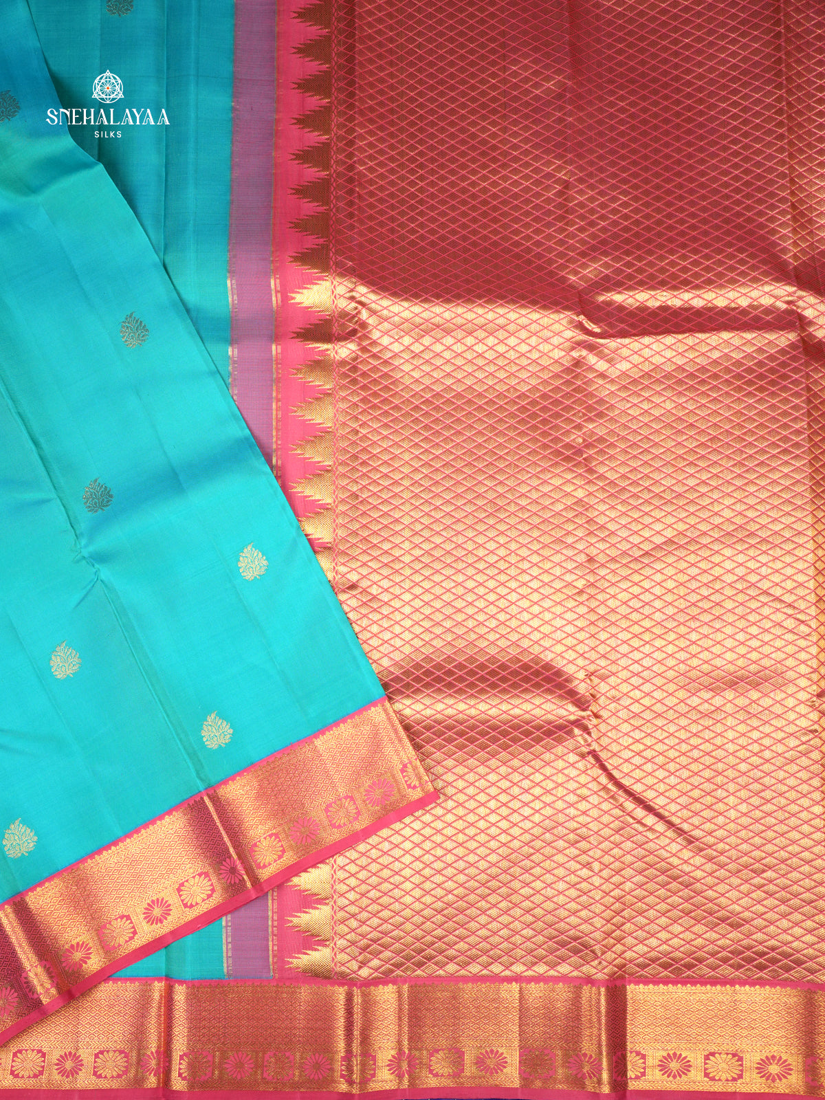 Ocean Blue Kanjivaram Silk Saree