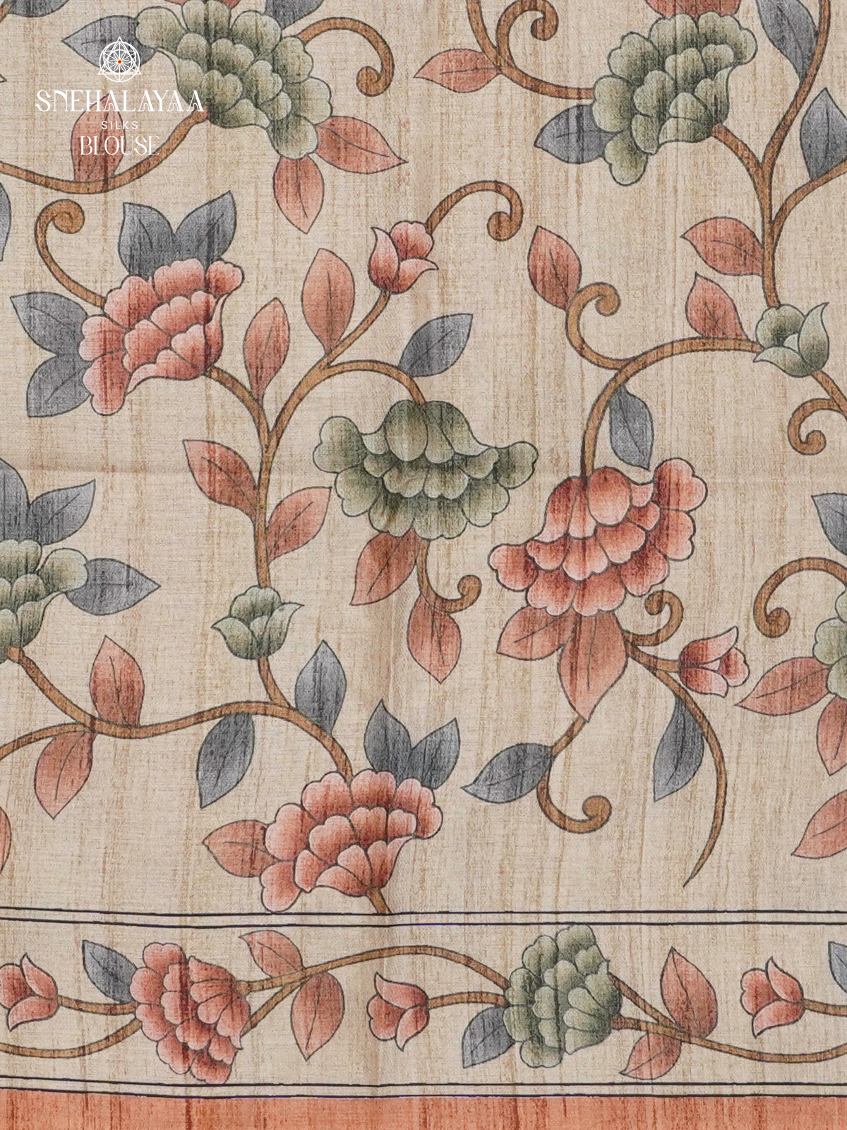 Pale Orange Tussar Saree