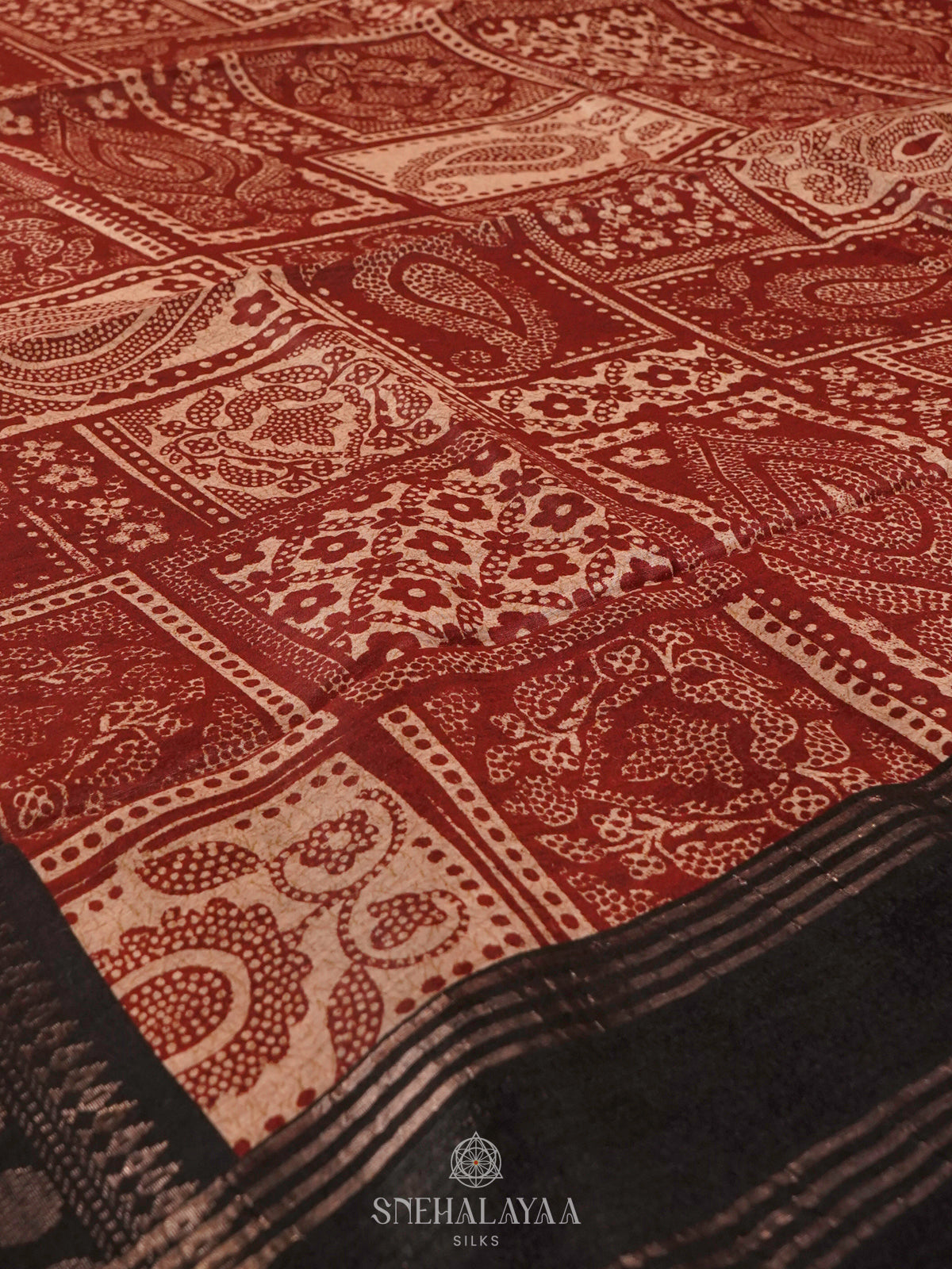 Maroon Munga Tussar Saree