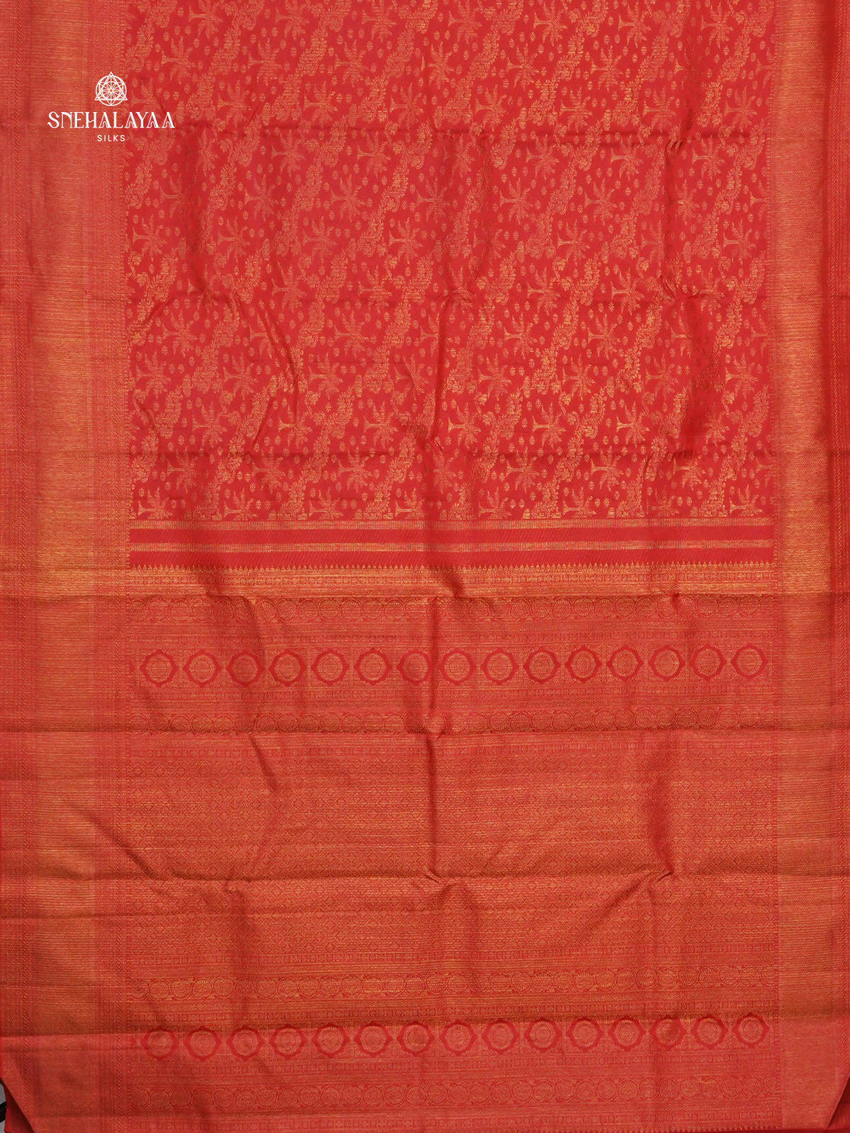 Rust Orange Kanjivaram Silk Saree