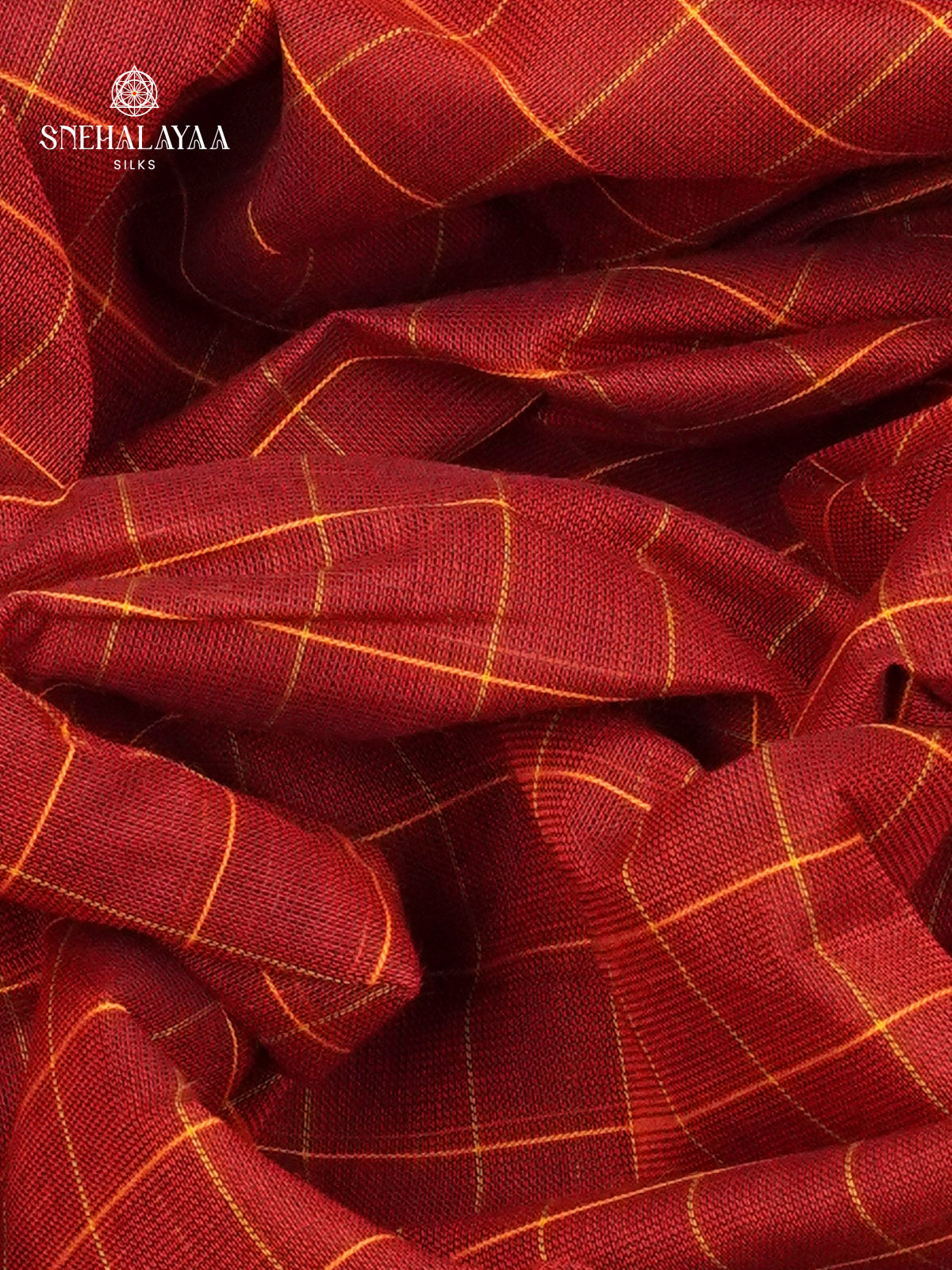 Checked Maroon Kanchi Cotton Saree with Traditional Zari Border