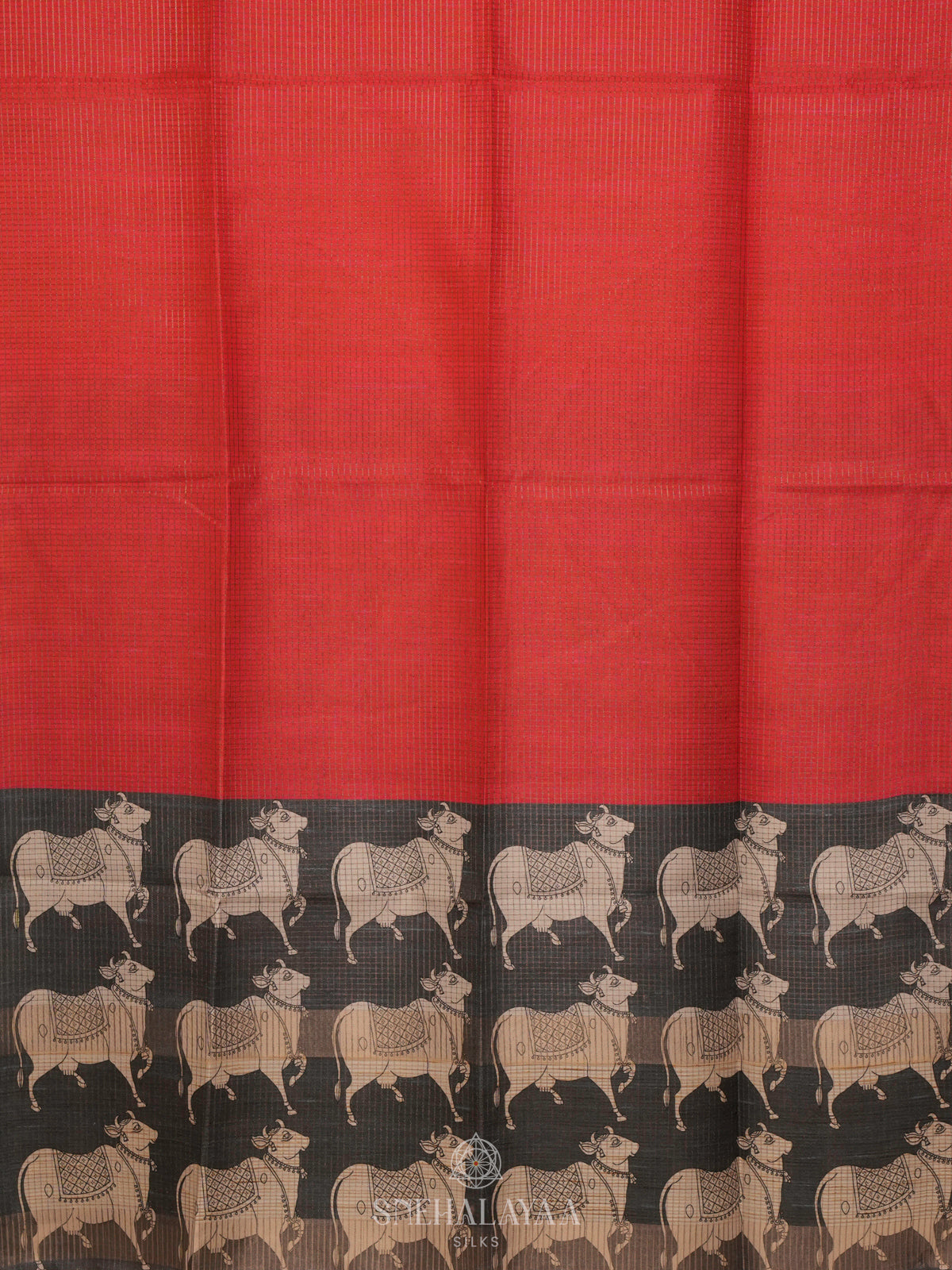 Red Tussar Saree