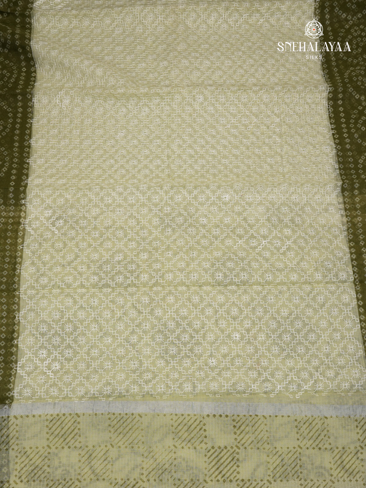 Soft Green Kota Embroidery Saree