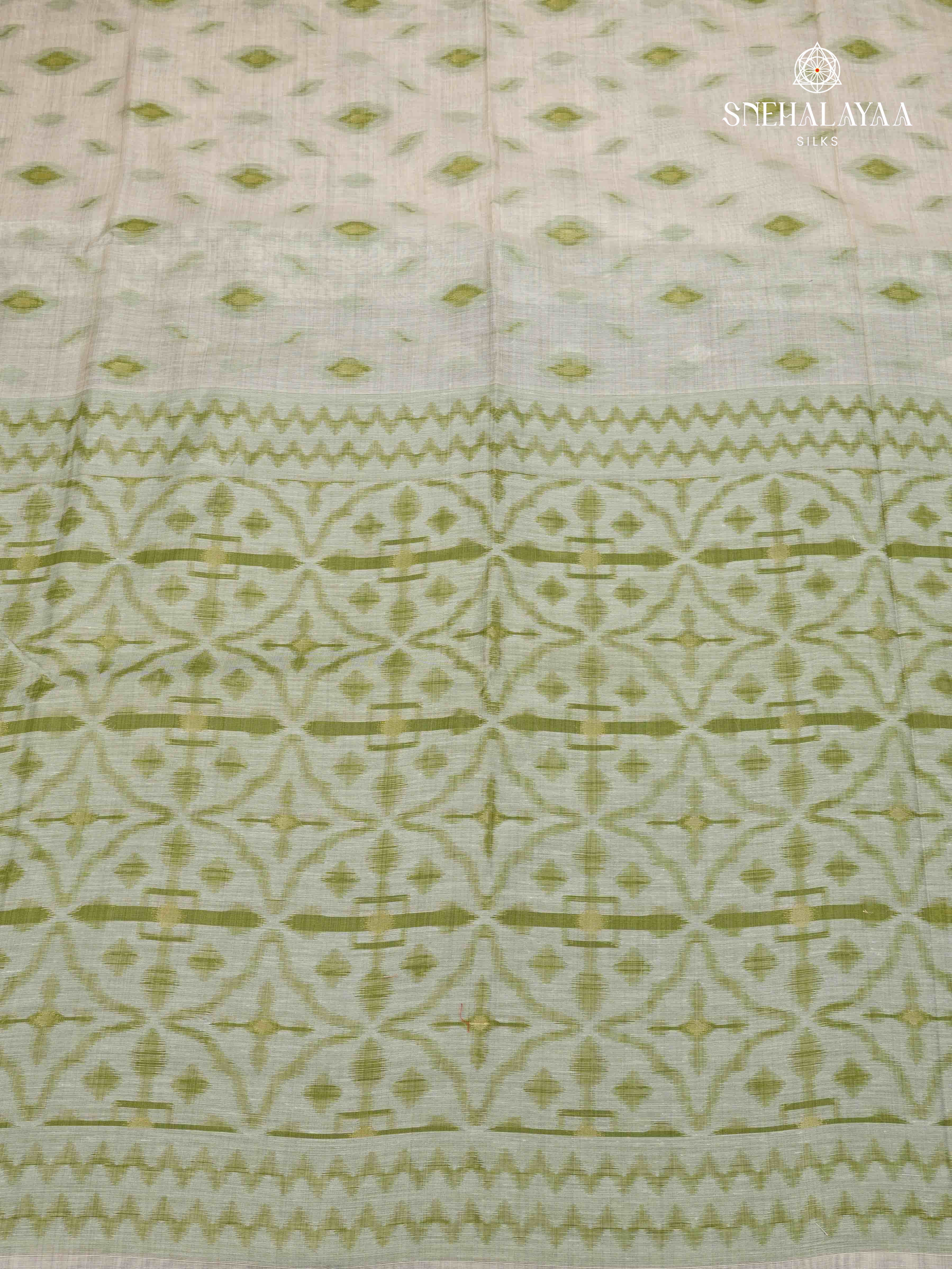 Off White Munga Cotton Saree