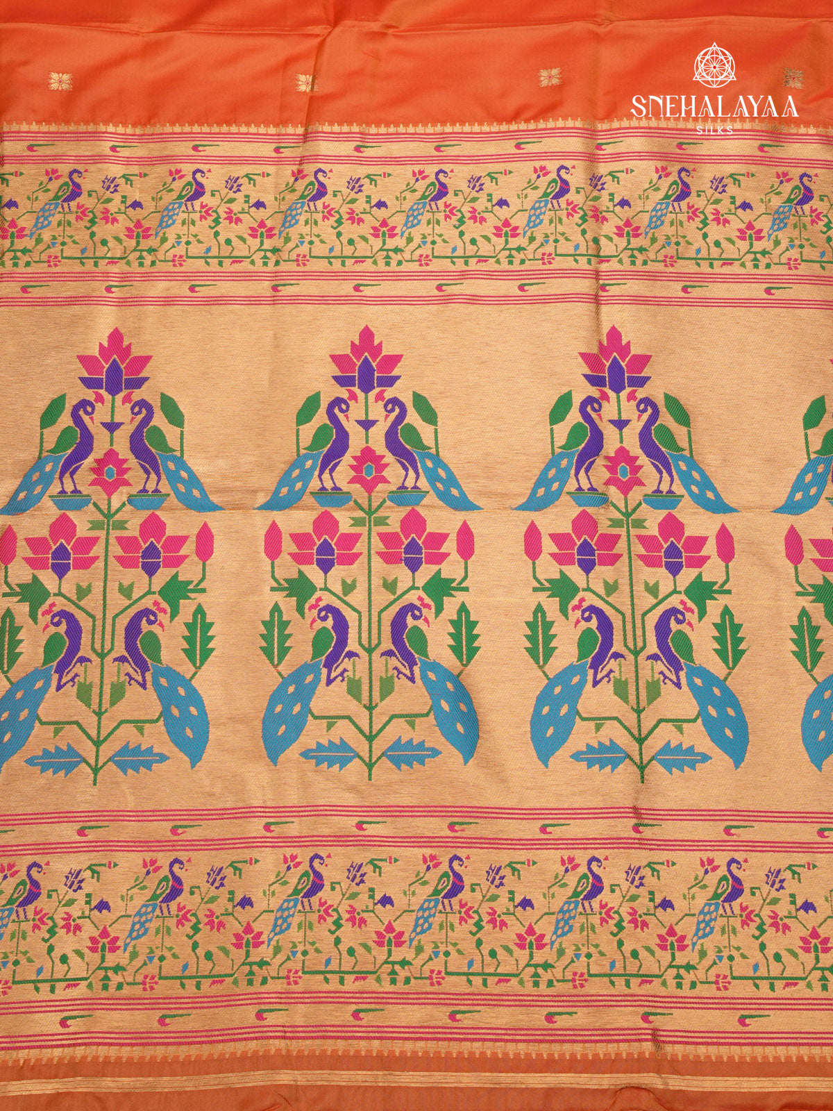 Orange Banaras Paithani Saree