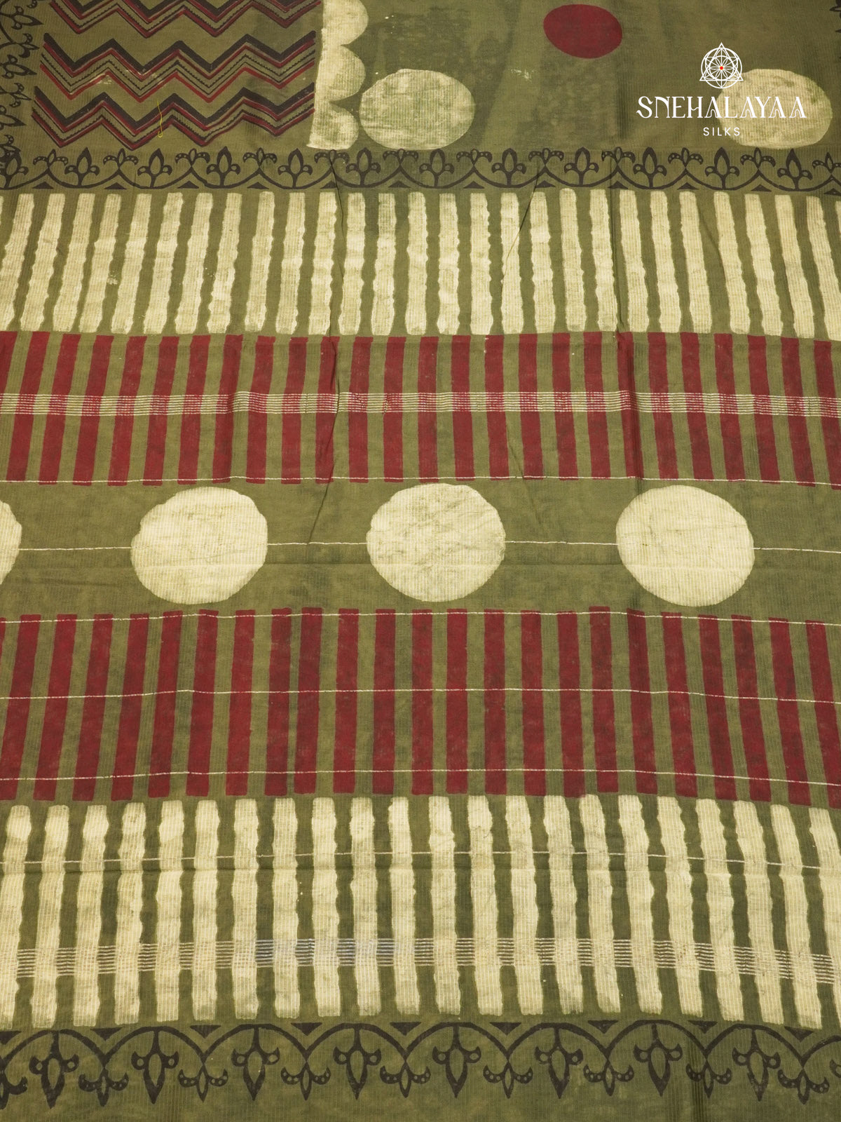 Olive Green Chanderi Saree