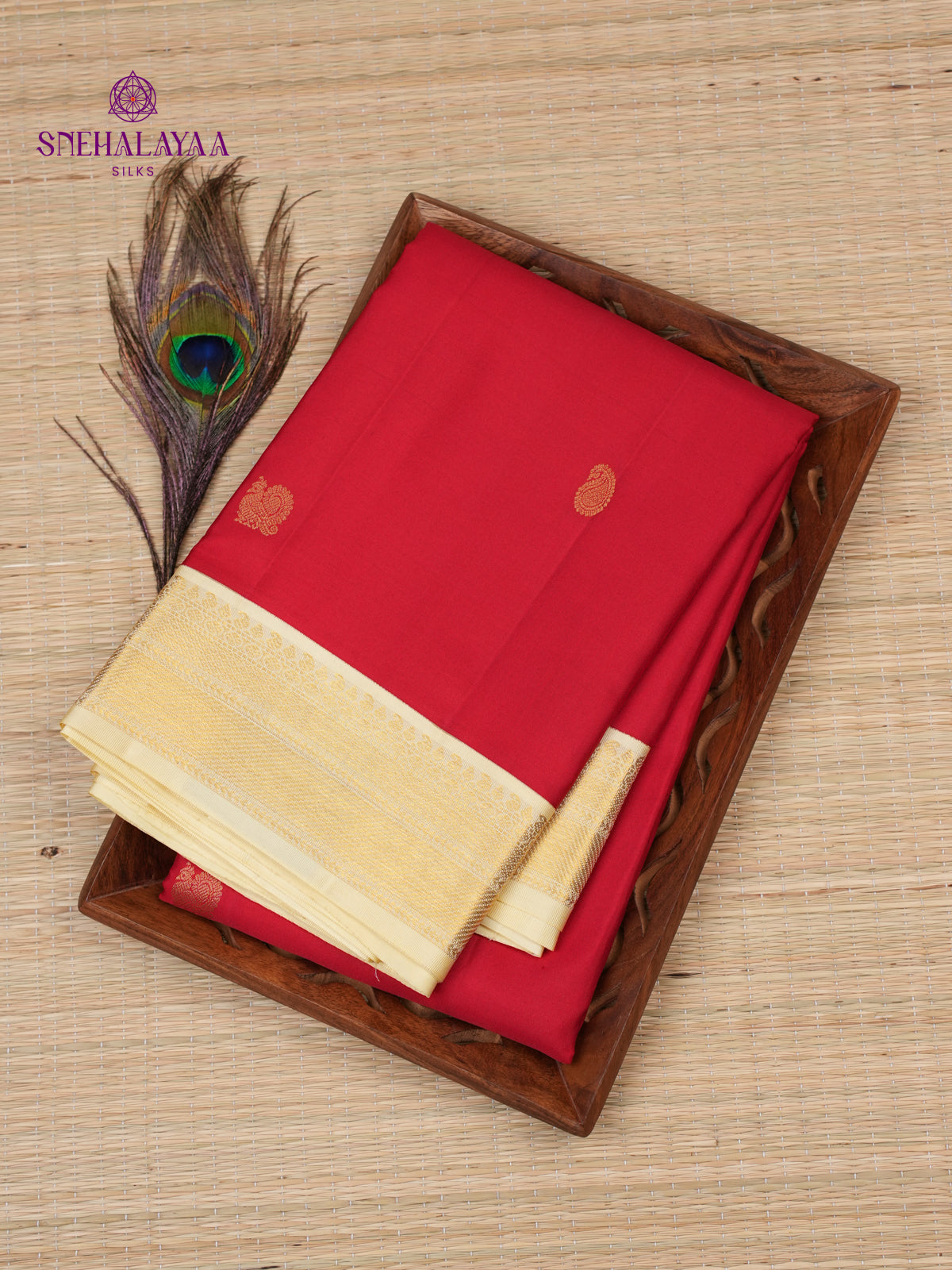 Vermilion Red Kanjivaram Silk Saree