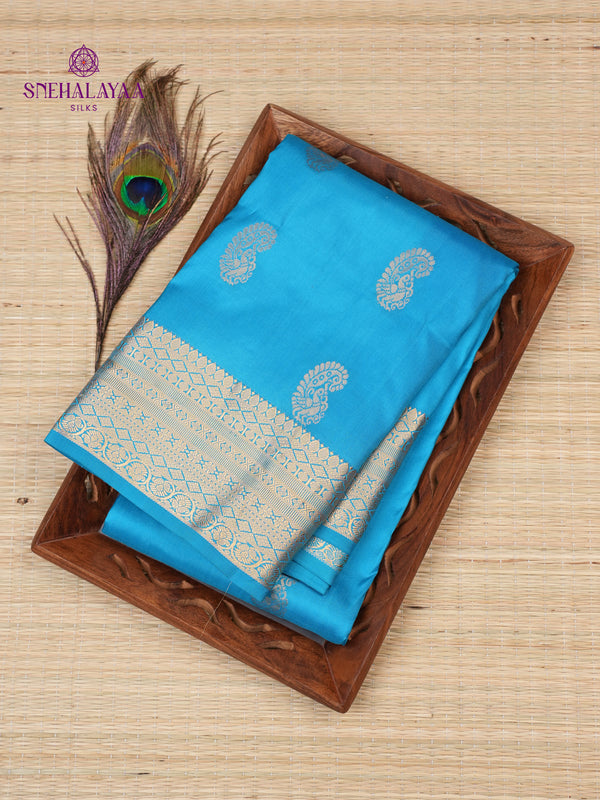 Turquoise Blue Kanjivaram Silk Saree