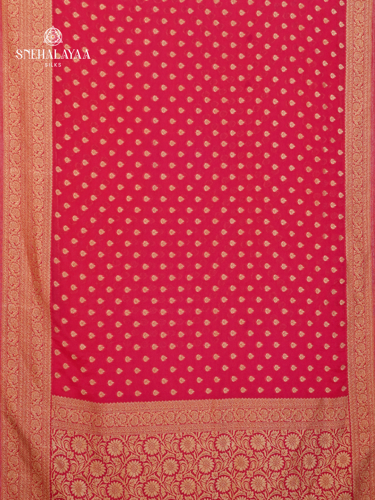 Rich Pink Banaras Crepe Silk Saree